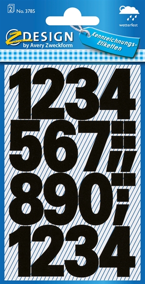 Avery manuelle Etiketten, 0-9, 25 mm, schwarz, 48 Stück.